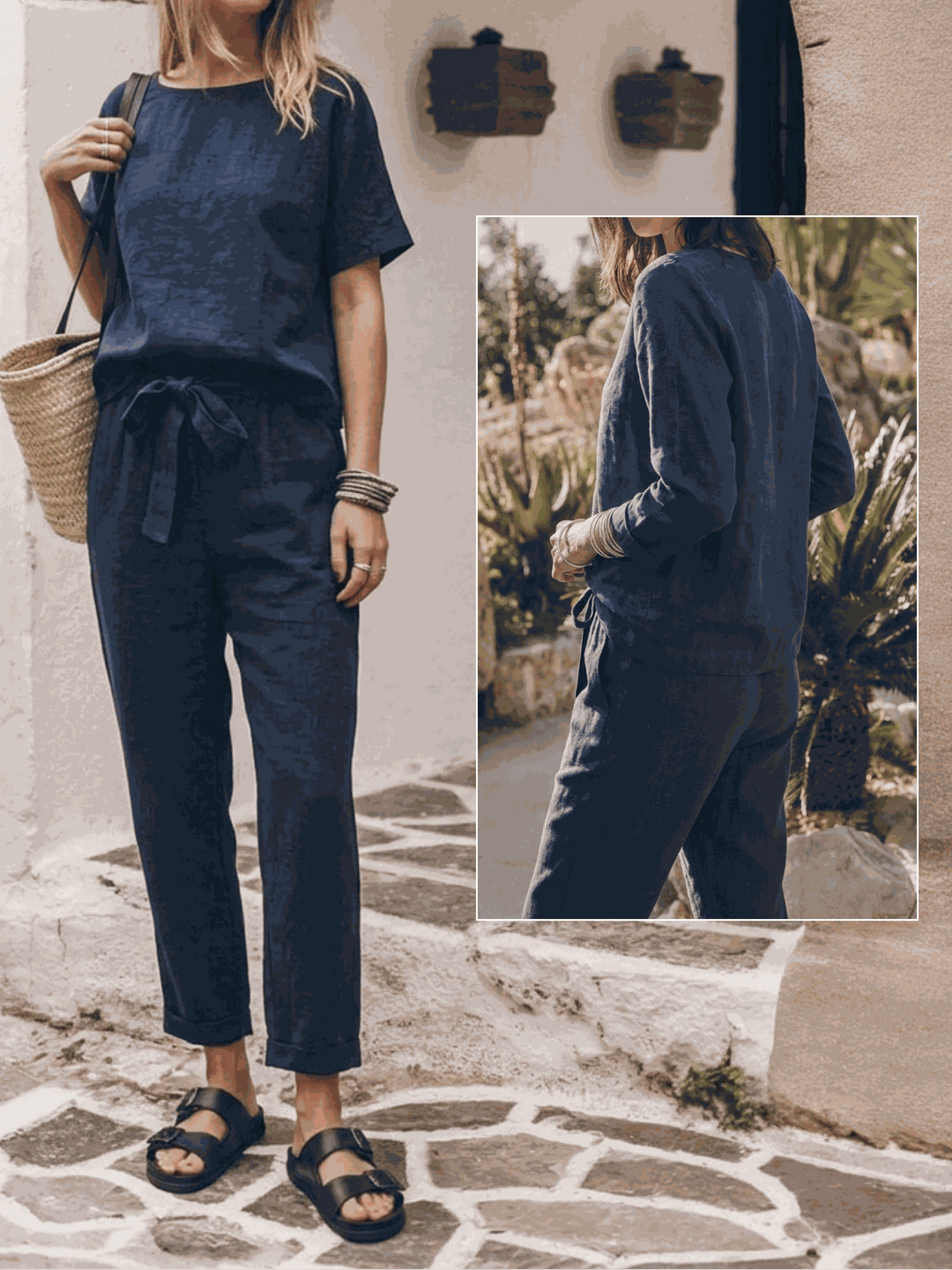 The Everywhere Cotton-Linen Set | Three-Piece Capsule navy blue image 8 