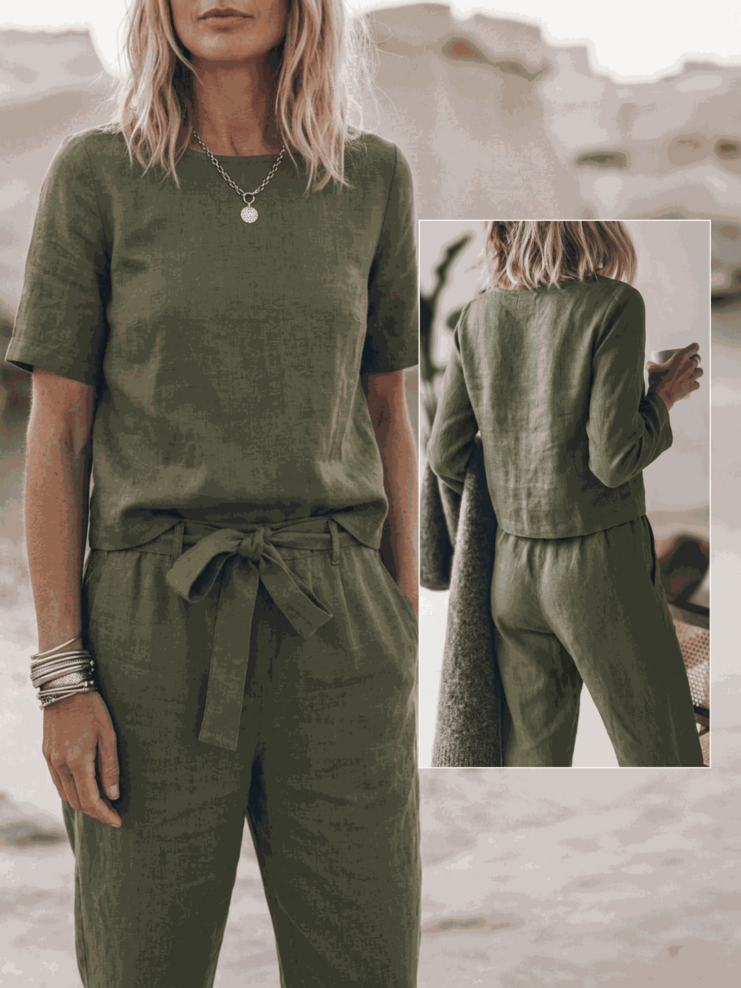 The Everywhere Cotton-Linen Set | Three-Piece Capsule army green image 7 