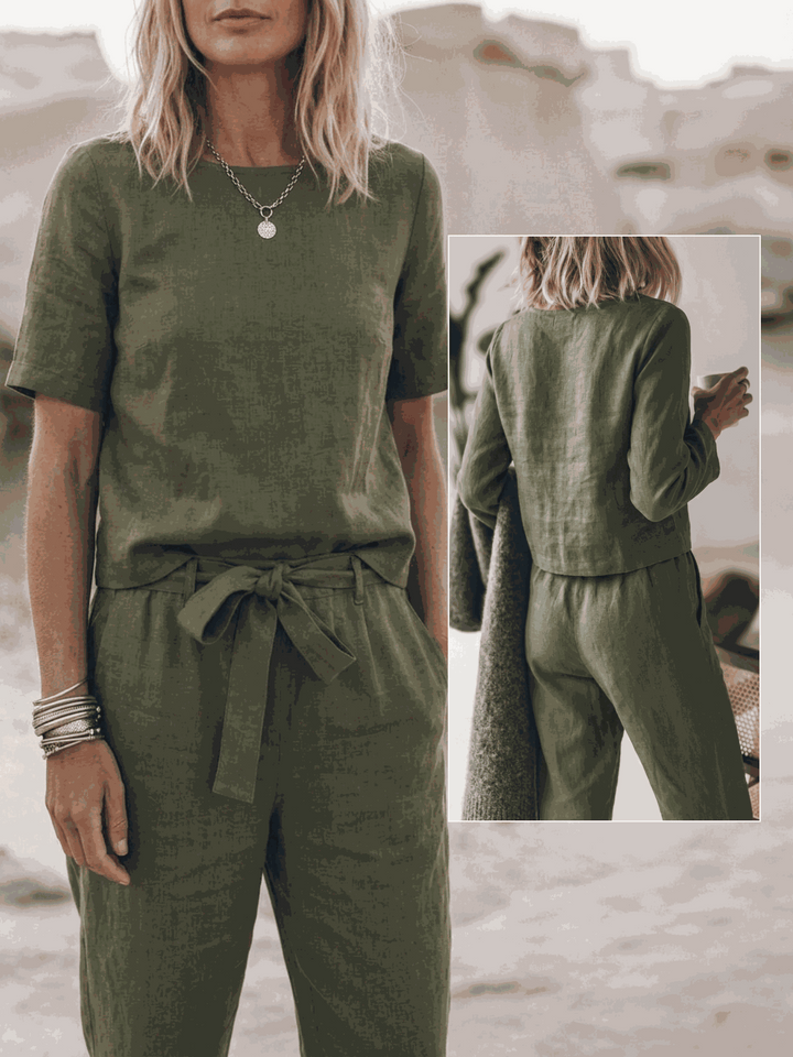 The Everywhere Cotton-Linen Set | Three-Piece Capsule army green image 7 