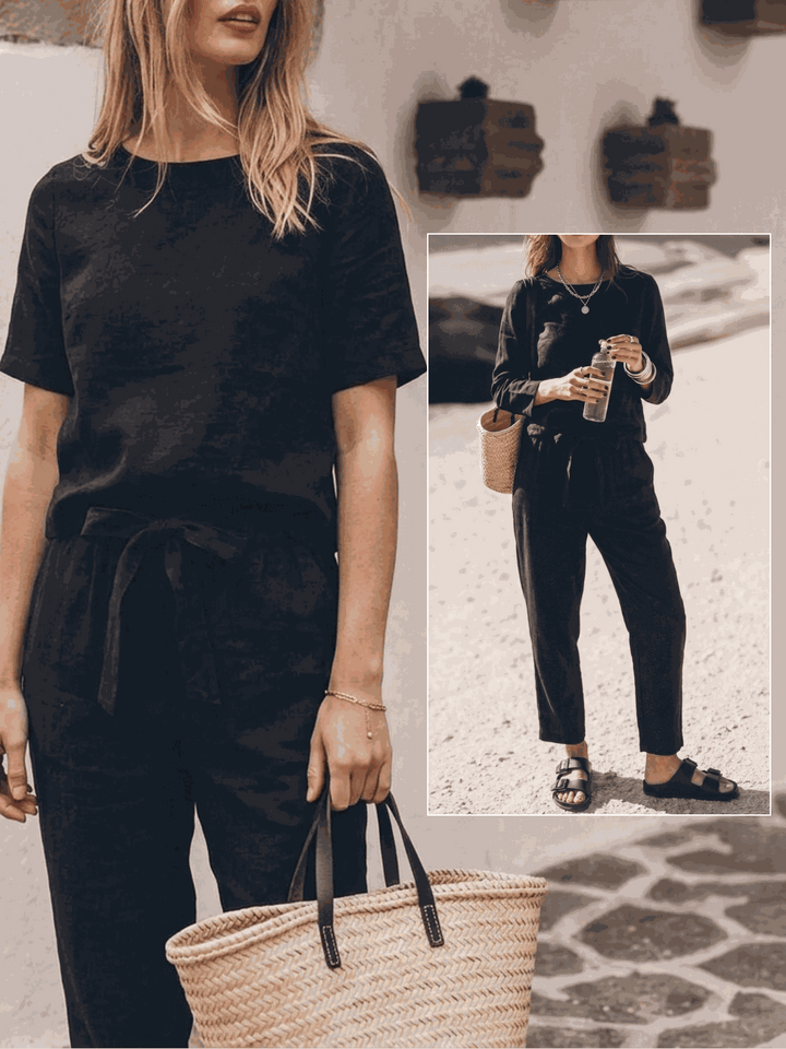 The Everywhere Cotton-Linen Set | Three-Piece Capsule black image 5 