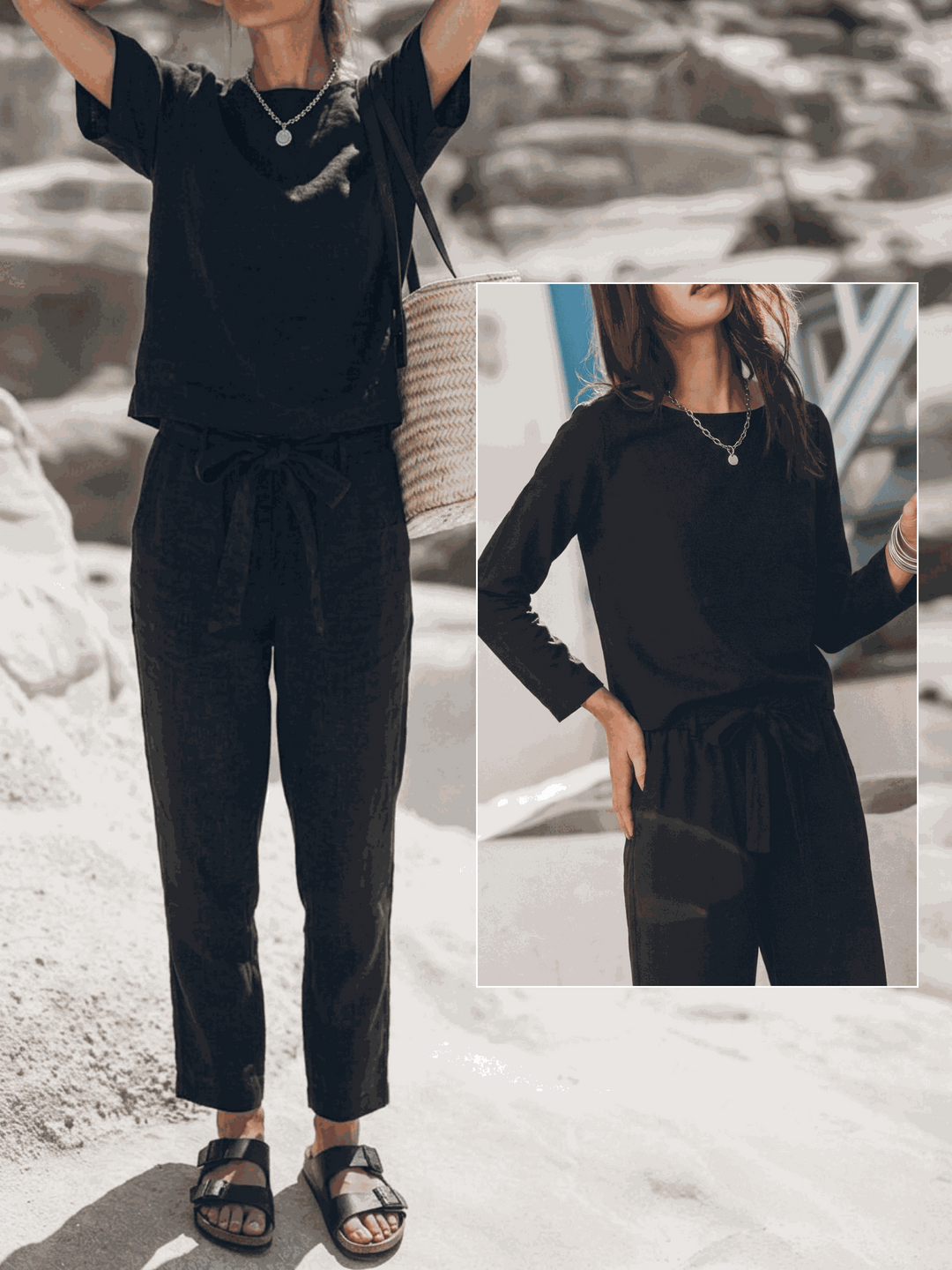 The Everywhere Cotton-Linen Set | Three-Piece Capsule black image 7 