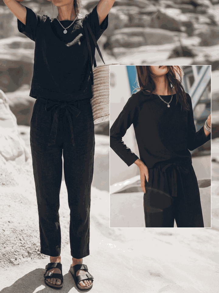 The Everywhere Cotton-Linen Set | Three-Piece Capsule black image 7 