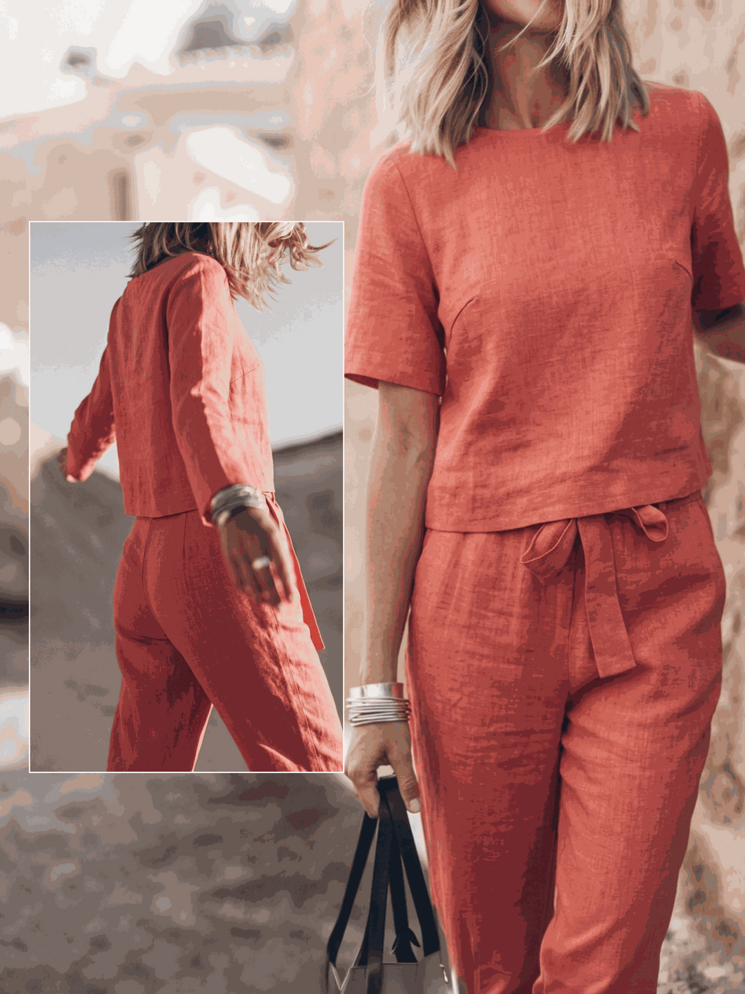 The Everywhere Cotton-Linen Set | Three-Piece Capsule coral image 8 