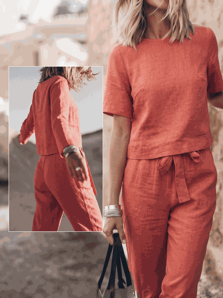 The Everywhere Cotton-Linen Set | Three-Piece Capsule coral image 8 