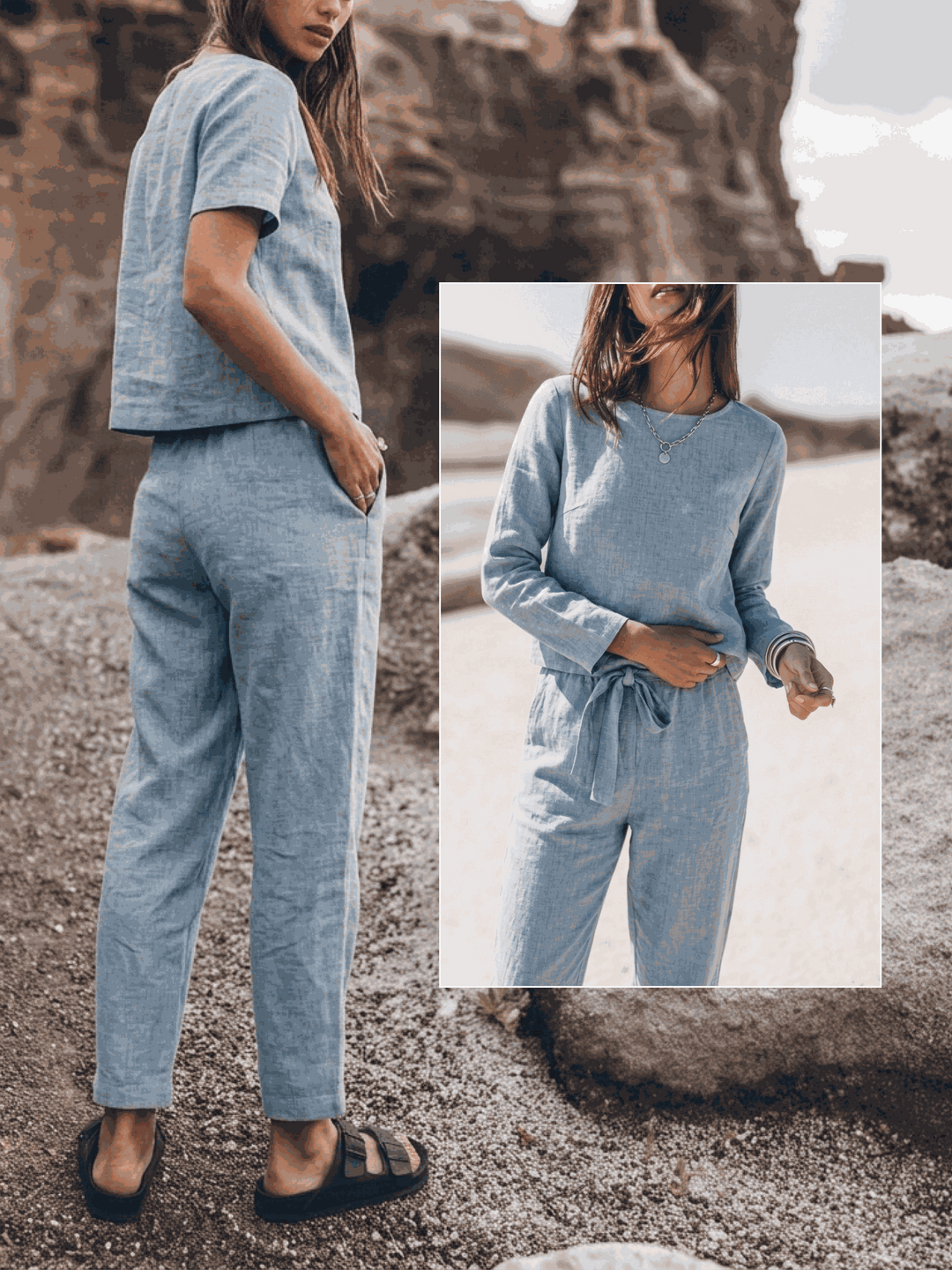 The Everywhere Cotton-Linen Set | Three-Piece Capsule light blue image 8 