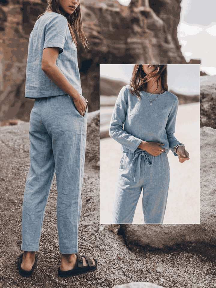 The Everywhere Cotton-Linen Set | Three-Piece Capsule light blue image 8 