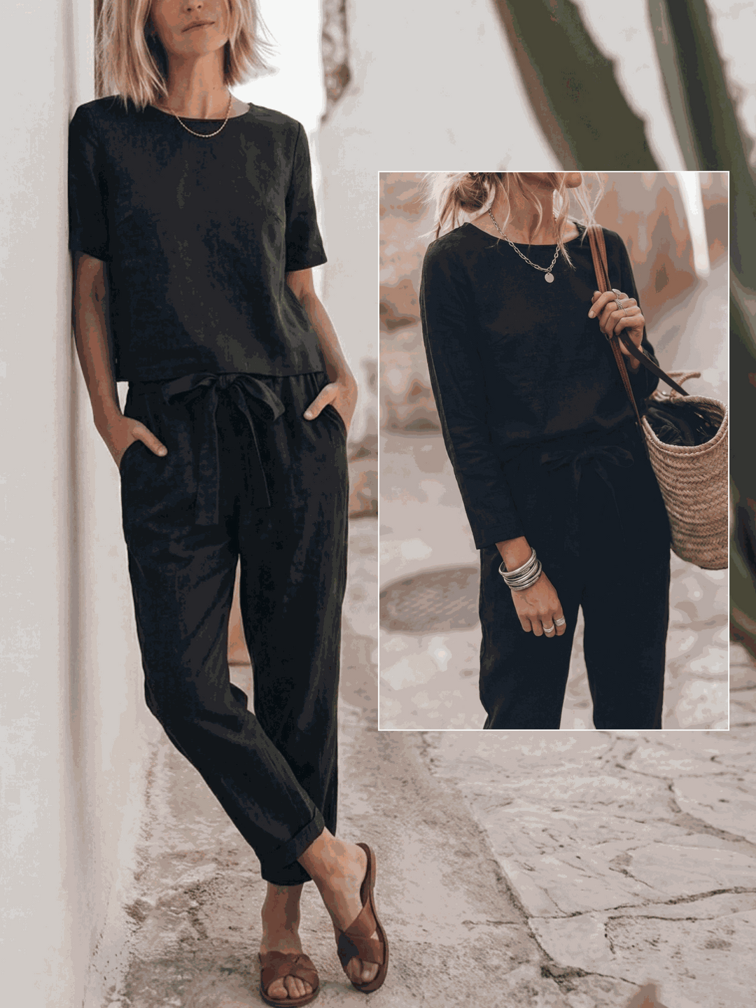 The Everywhere Cotton-Linen Set | Three-Piece Capsule black image 8 