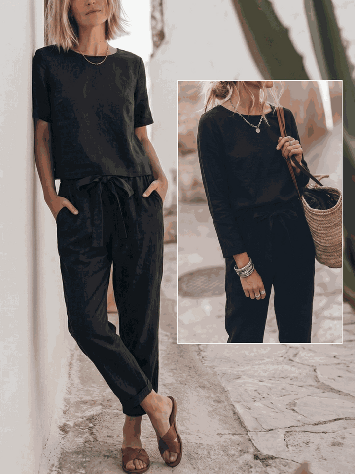 The Everywhere Cotton-Linen Set | Three-Piece Capsule black image 8 
