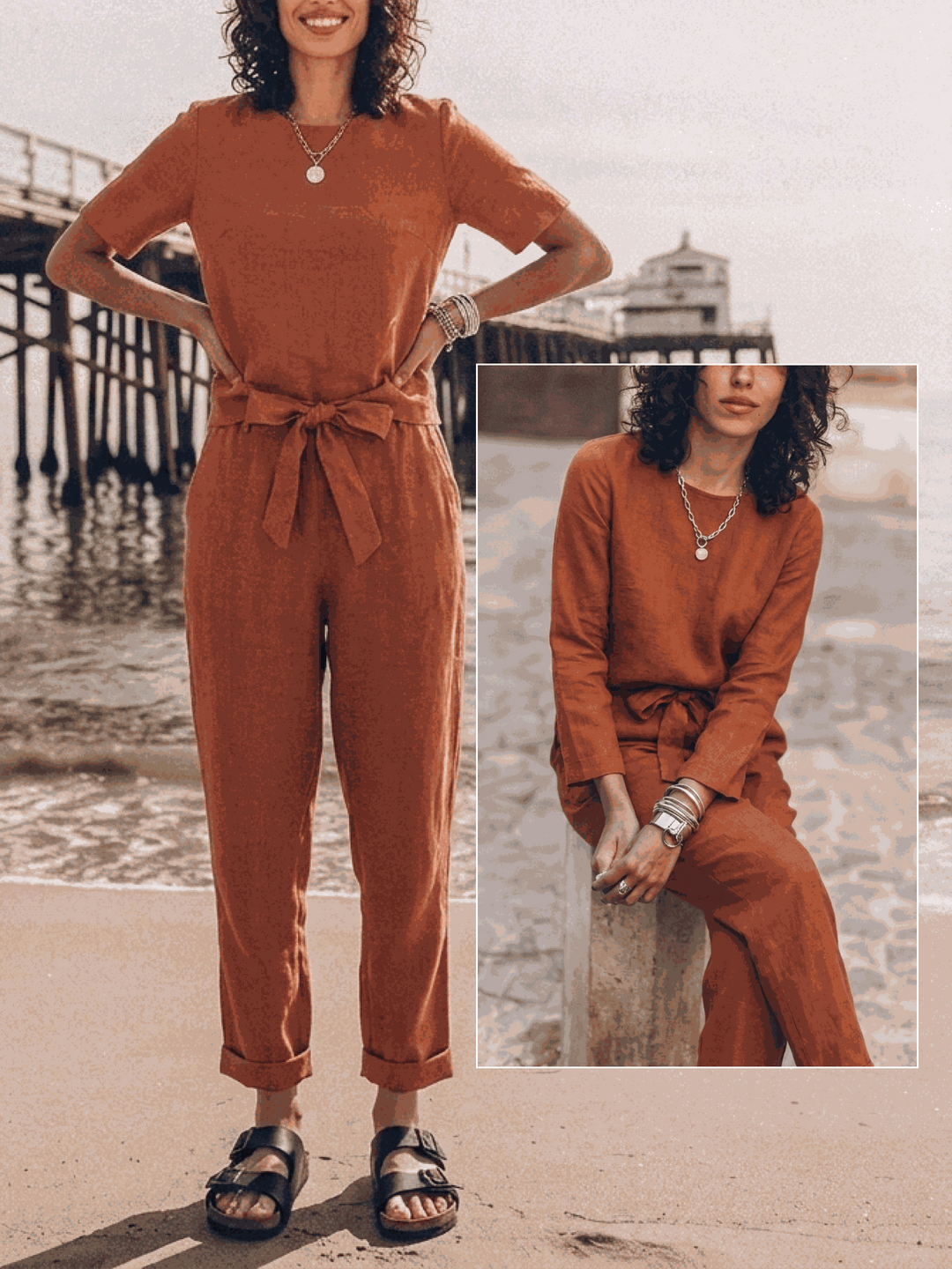 The Everywhere Cotton-Linen Set | Three-Piece Capsule rusty orange image 8 