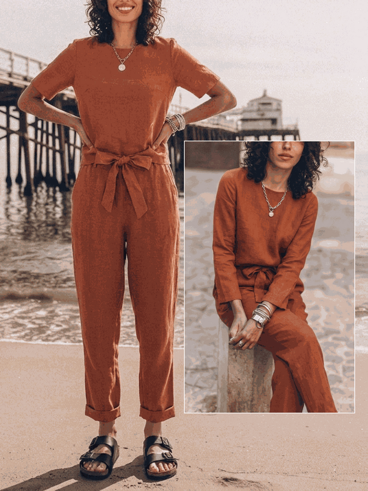 The Everywhere Cotton-Linen Set | Three-Piece Capsule rusty orange image 8 