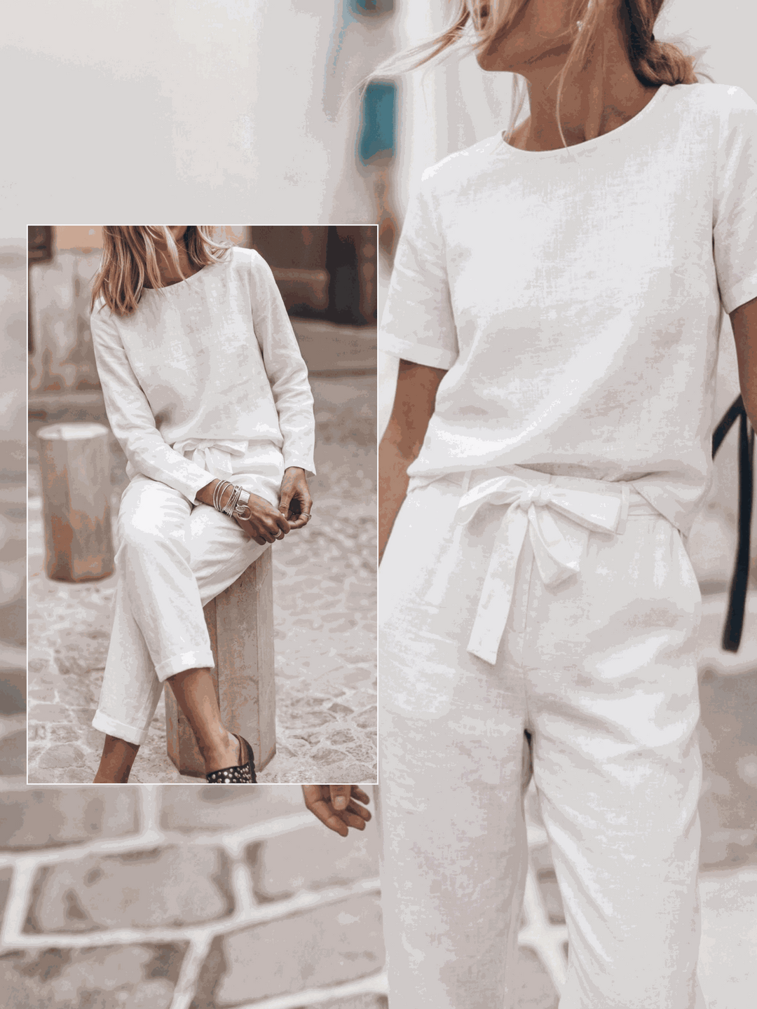 The Everywhere Cotton-Linen Set | Three-Piece Capsule white image 8 