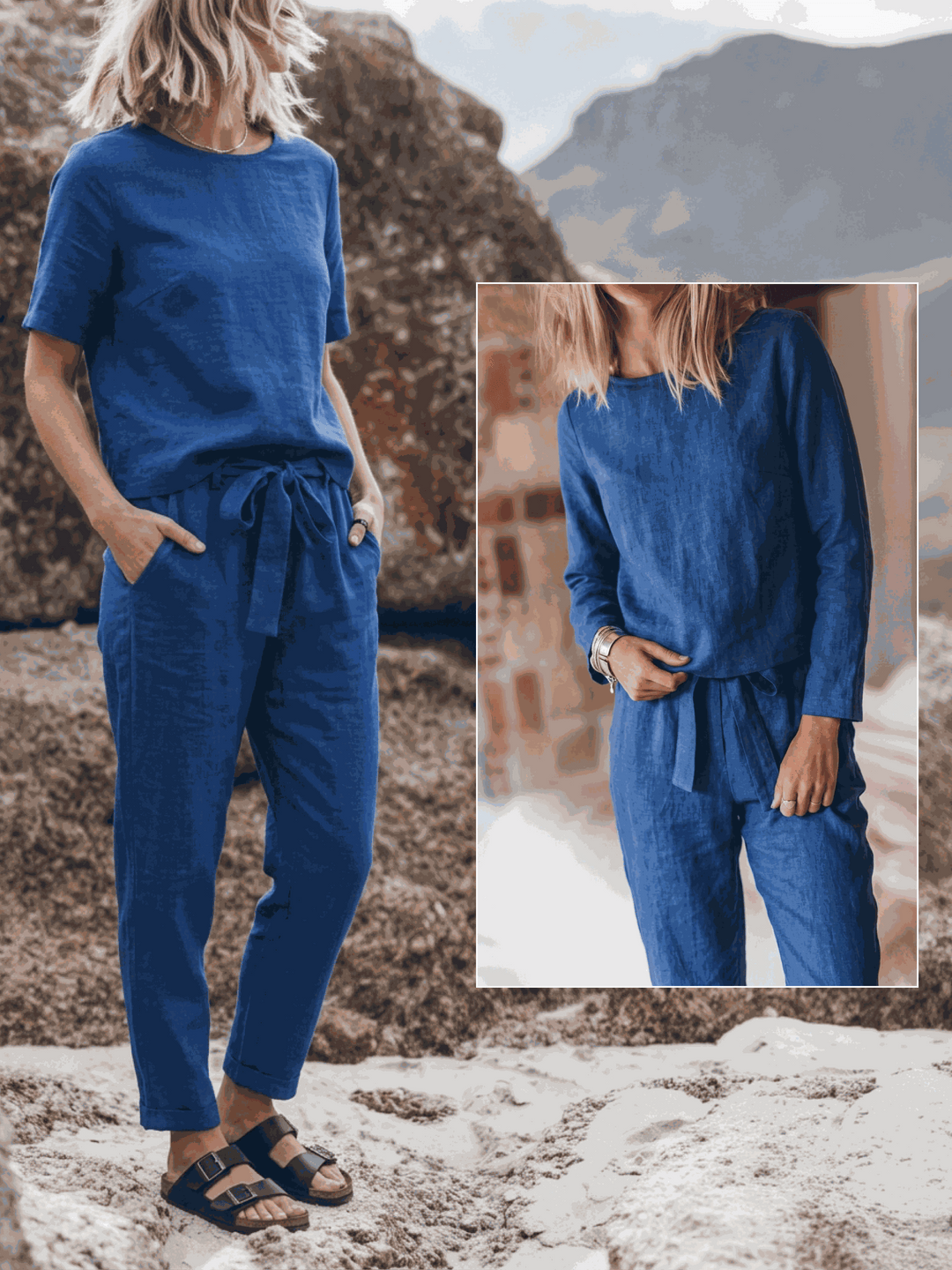 The Everywhere Cotton-Linen Set | Three-Piece Capsule royal blue image 8 