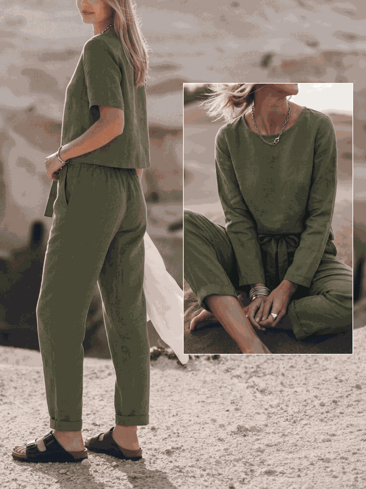 The Everywhere Cotton-Linen Set | Three-Piece Capsule army green image 6 