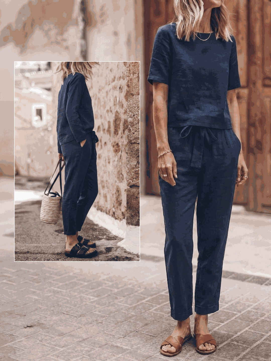 The Everywhere Cotton-Linen Set | Three-Piece Capsule navy blue image 5 
