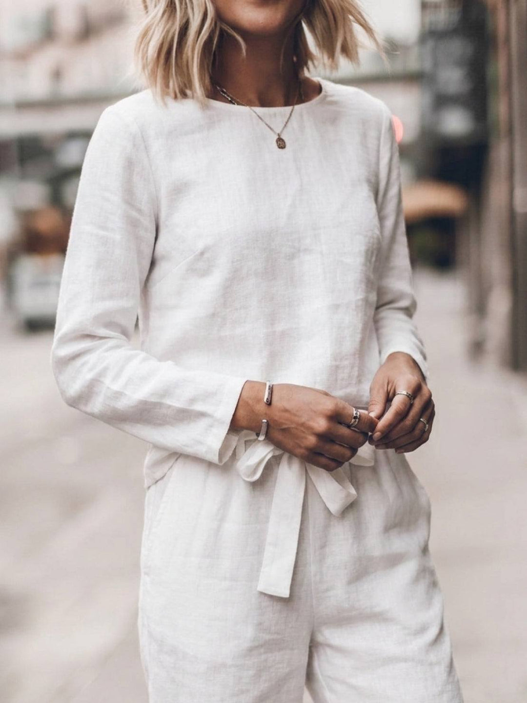 Cotton-Linen Monochrome Capsule white image 8 