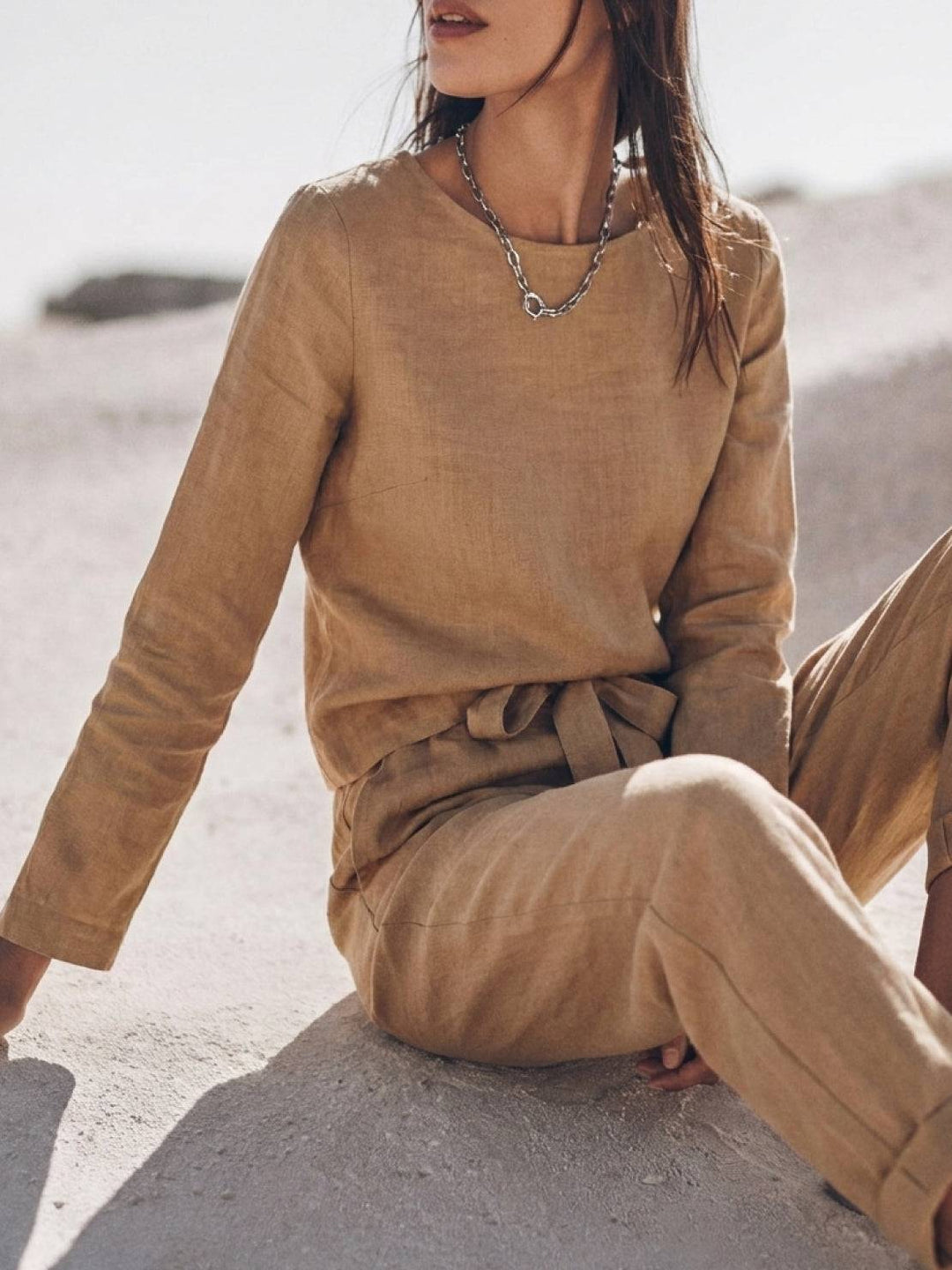 Cotton-Linen Monochrome Capsule khaki image 7 