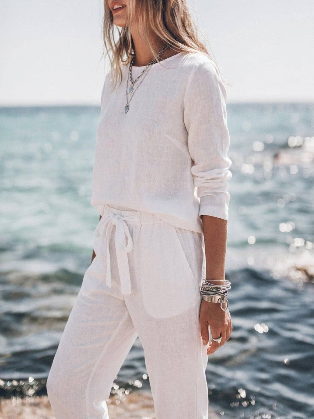 Cotton-Linen Monochrome Capsule white image 4 