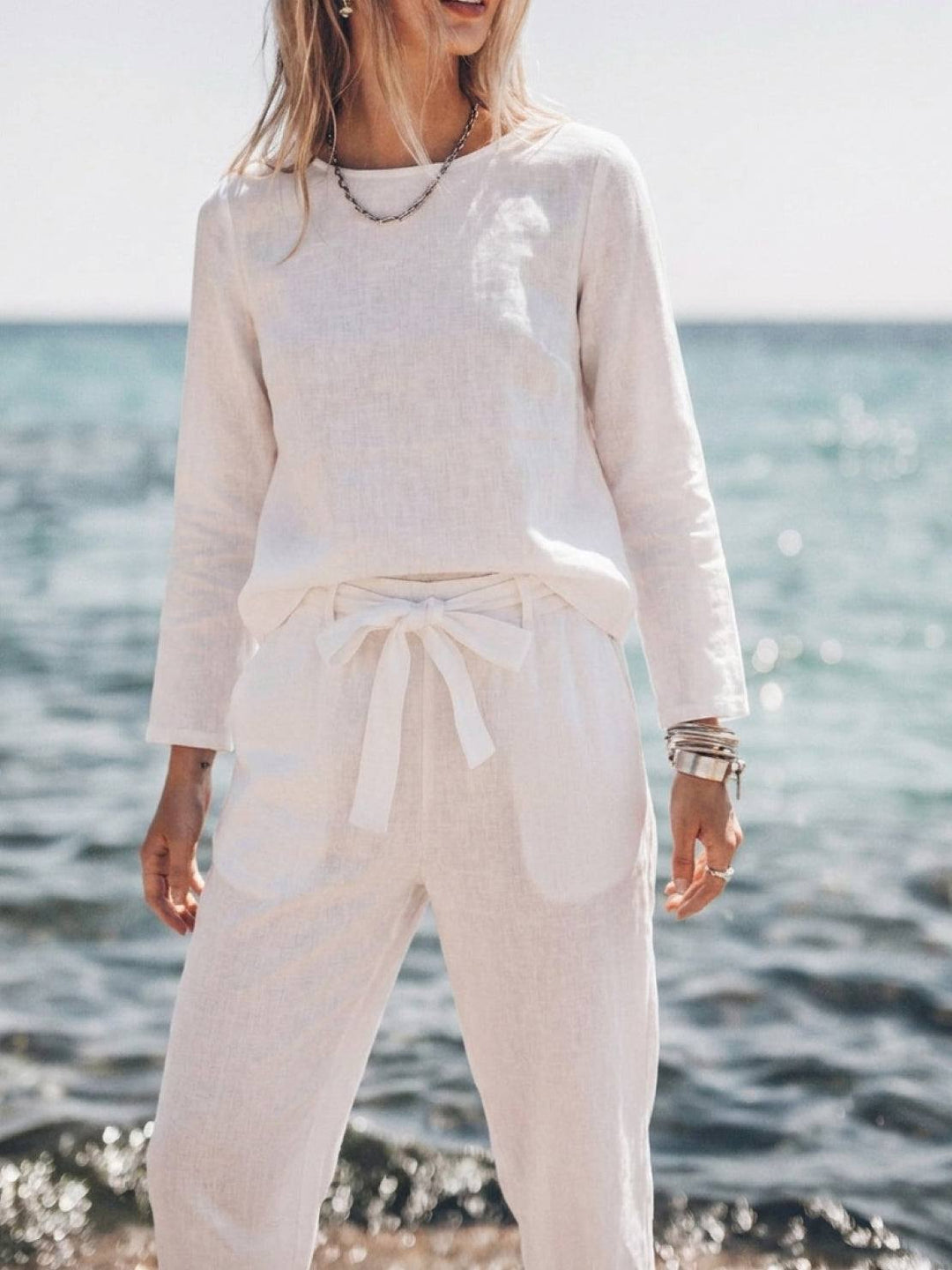 Cotton-Linen Monochrome Capsule white image 7 