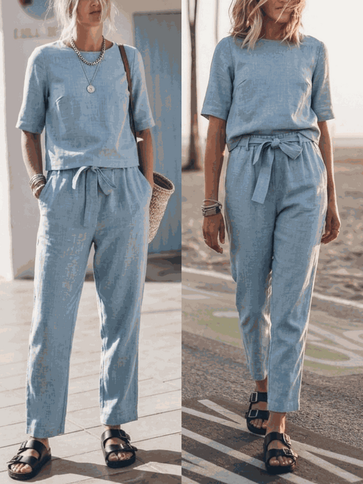 The Everywhere Cotton-Linen Set | Three-Piece Capsule light blue image 1 
