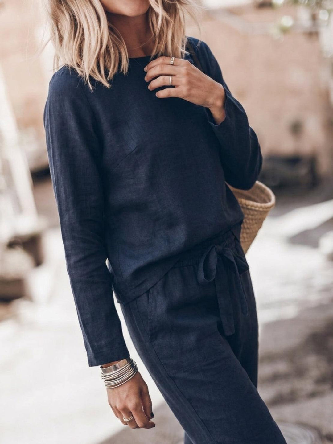 Cotton-Linen Monochrome Capsule navy blue image 5 