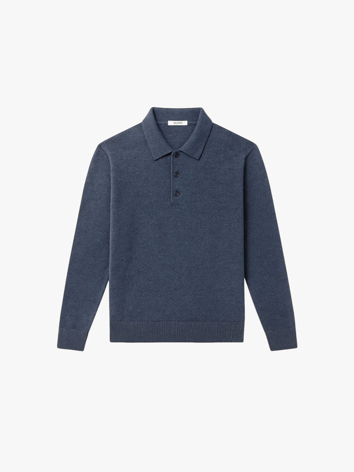 Old Money Solid Color Woolen Button Polo Sweater