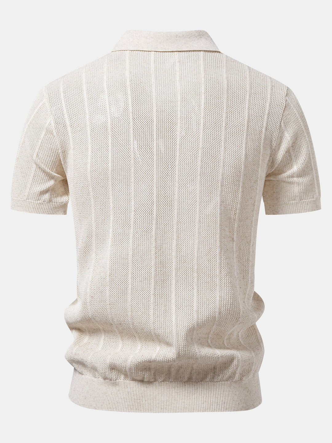 Linen Stripe Open Knit Polo & Straight Leg Linen Pants