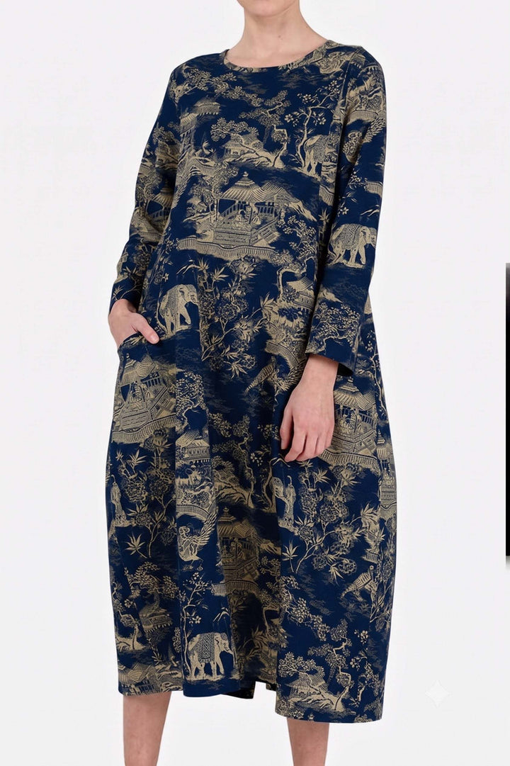 Japanese Porcelain Print Dress