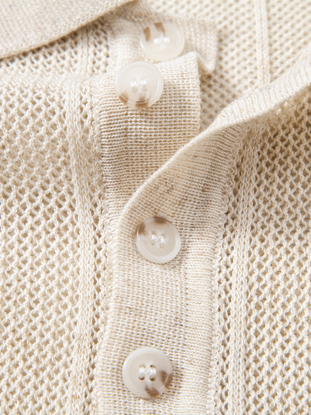 Linen Stripe Open Knit Polo & Straight Leg Linen Pants