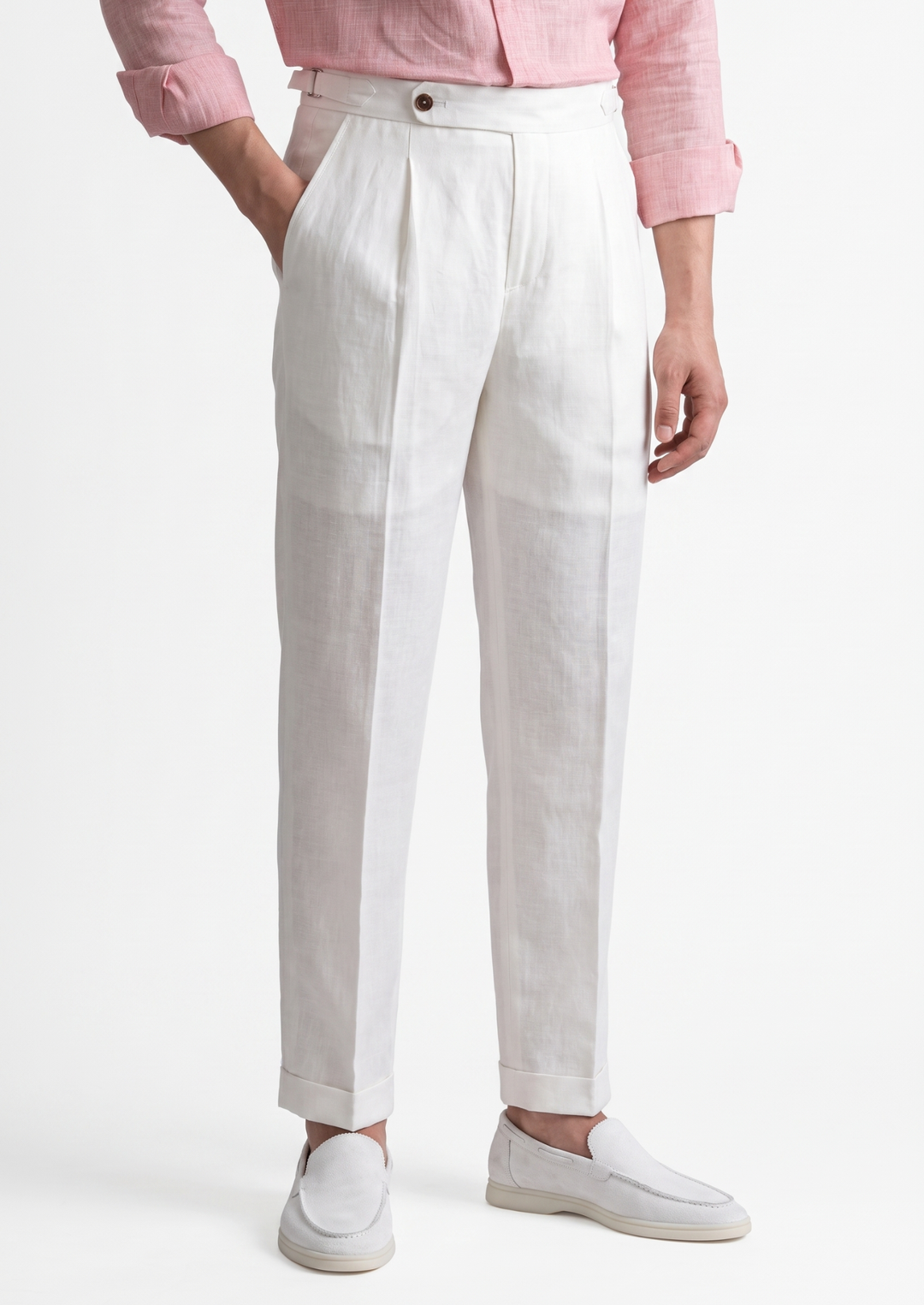 Tuscany Pleated Coastal Trousers white image 1 #color_white