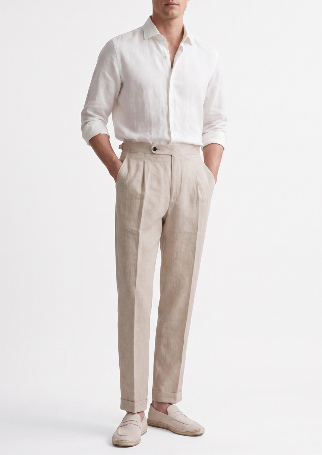 Tuscany Pleated Coastal Trousers ivory image 3 #color_ivory