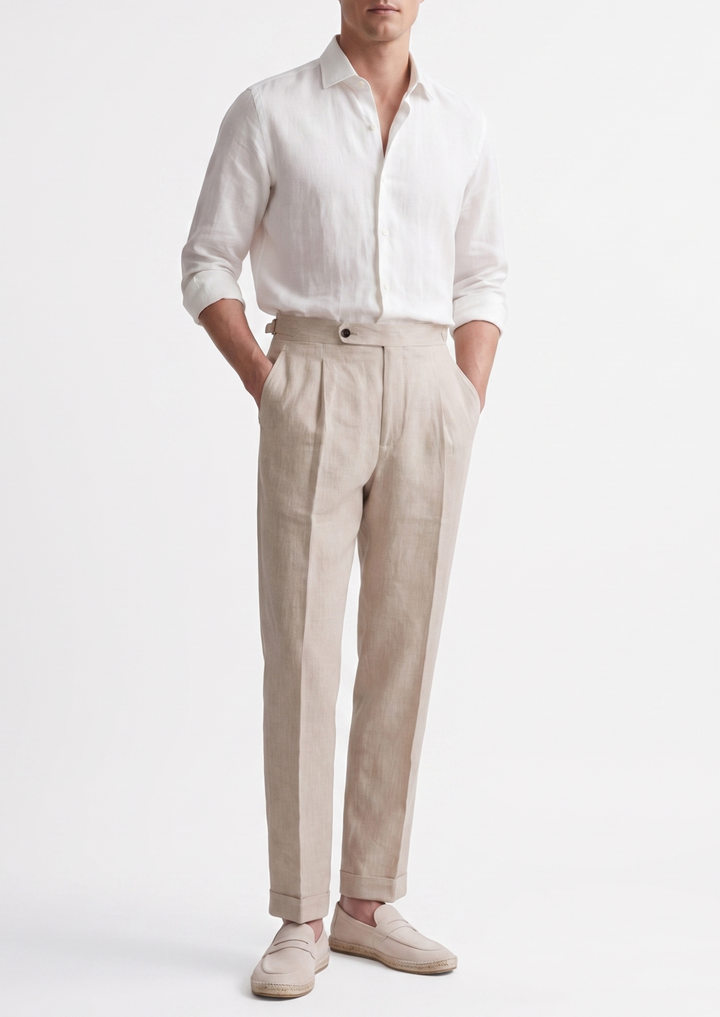 Tuscany Pleated Coastal Trousers ivory image 3 #color_ivory