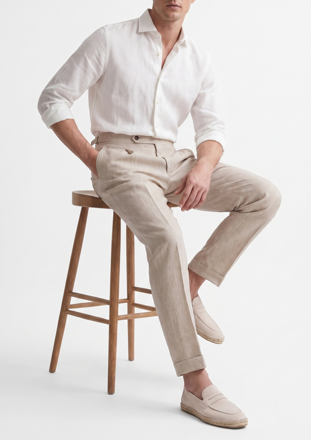 Tuscany Pleated Coastal Trousers ivory image 5 #color_ivory