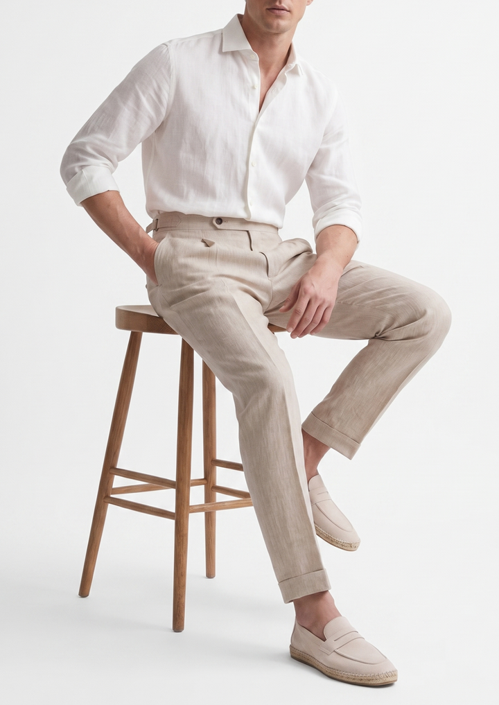 Tuscany Pleated Coastal Trousers ivory image 5 #color_ivory