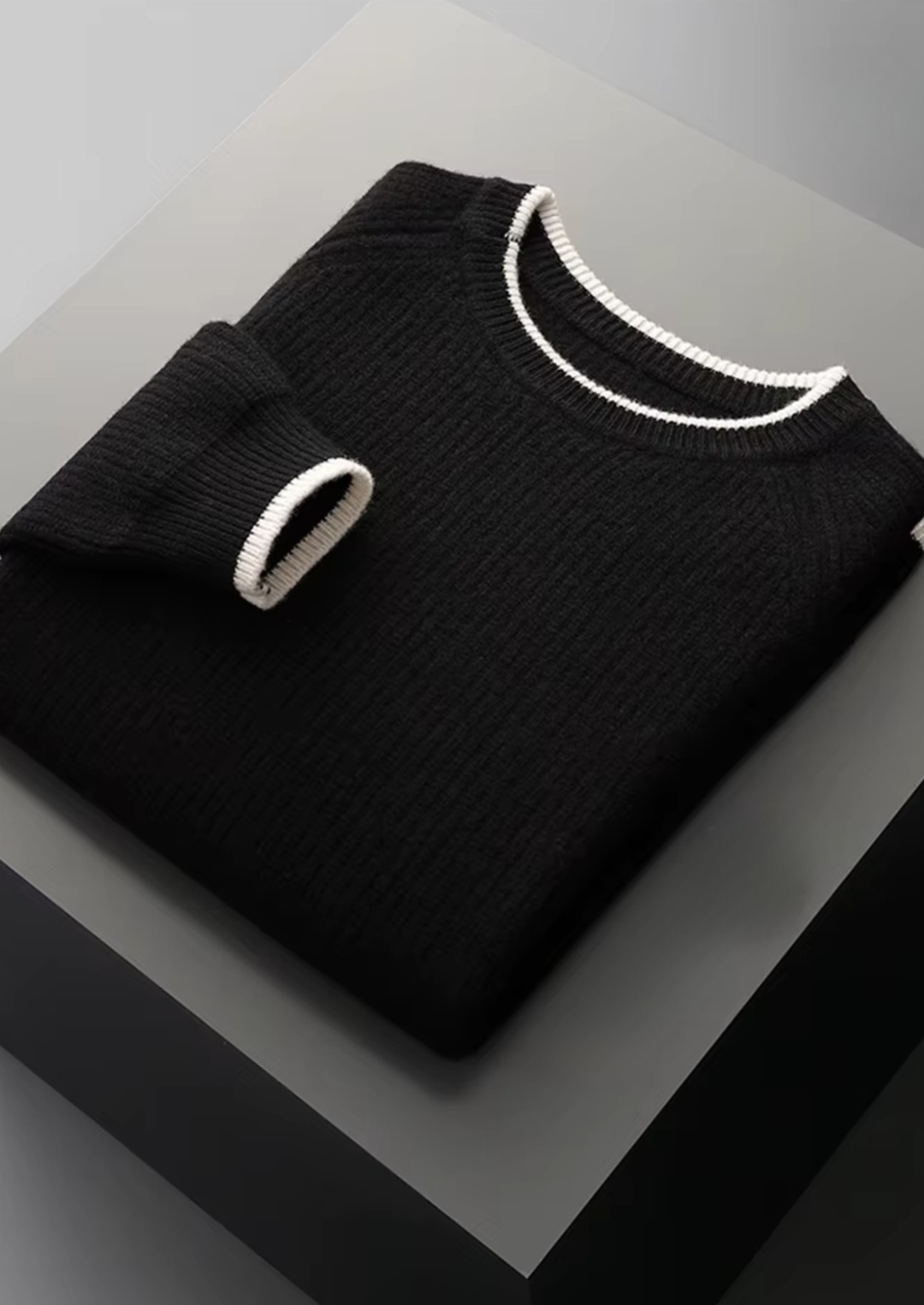 Pure Merino Two-Tone Crewneck black image 1 #color_black