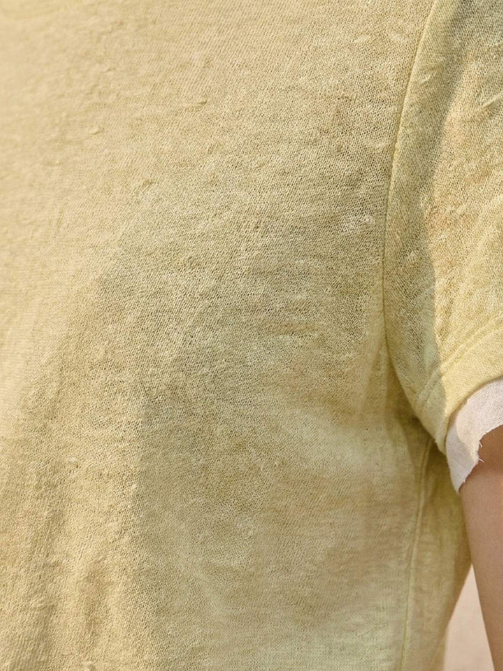100% Linen Rolled Cuff Tee yellow image 5 
