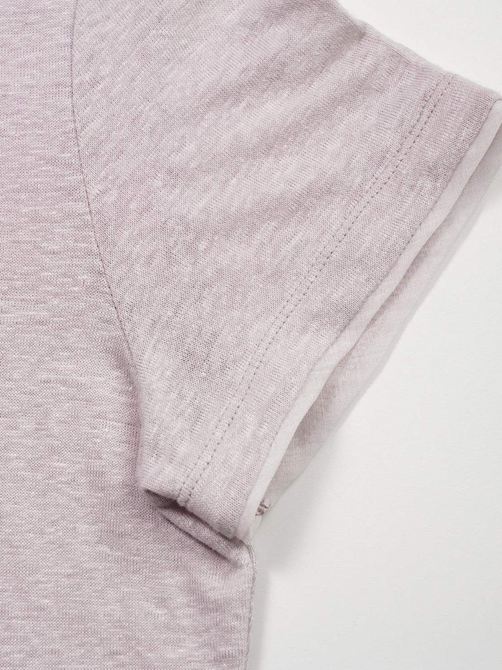 100% Linen Rolled Cuff Tee pink image 5 