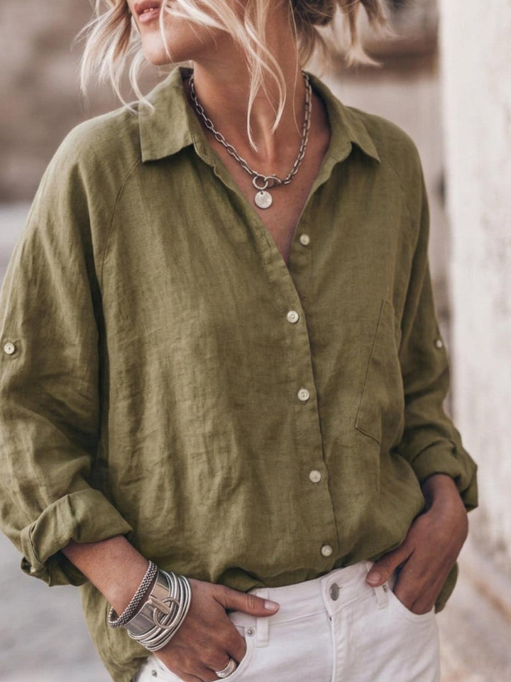 Signature Relaxed Button-Up Shirt army green image 7 
