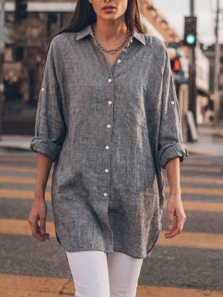 Signature Relaxed Button-Up Shirt gray image 5 