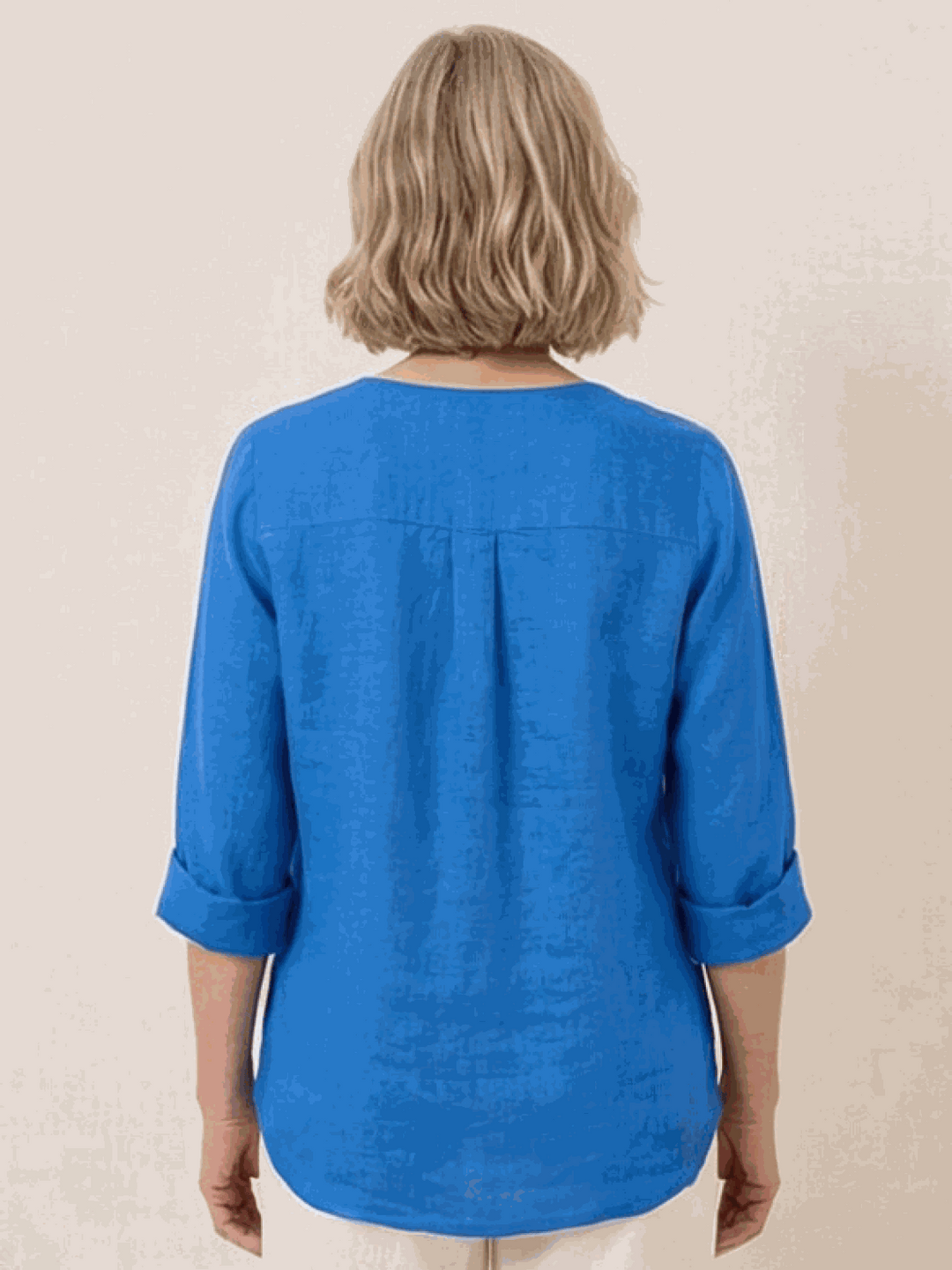 Pure Linen Age-Defying Button Detail Shirt royal blue image 3 