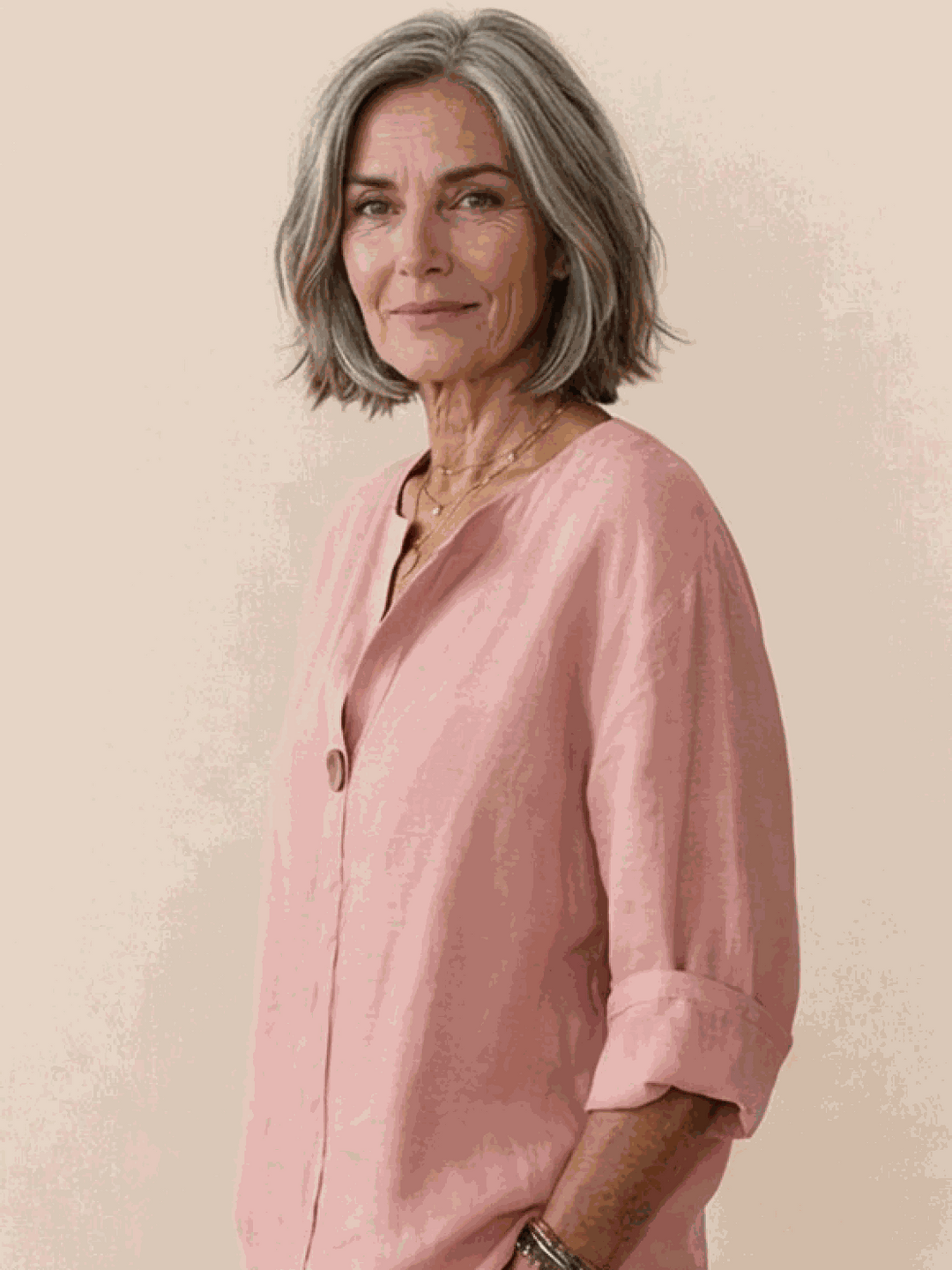 Pure Linen Age-Defying Button Detail Shirt pastel pink image 2 