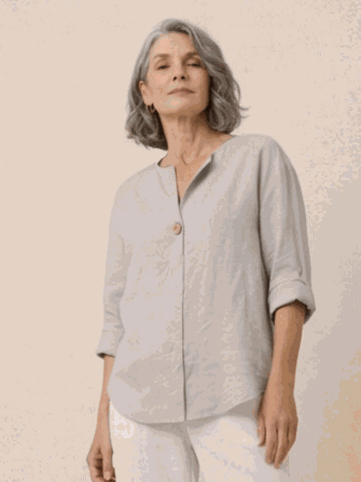 Pure Linen Age-Defying Button Detail Shirt gray image 2 