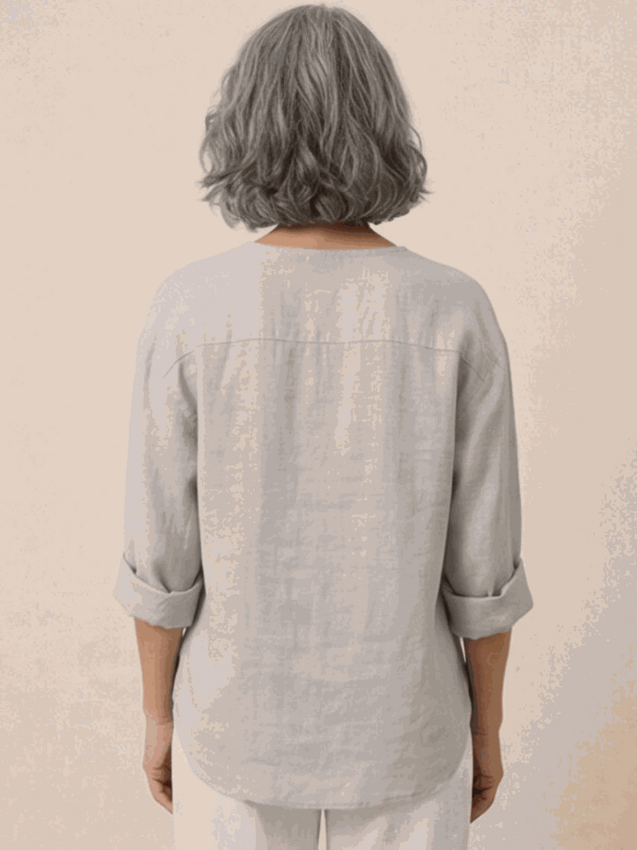 Pure Linen Age-Defying Button Detail Shirt gray image 3 