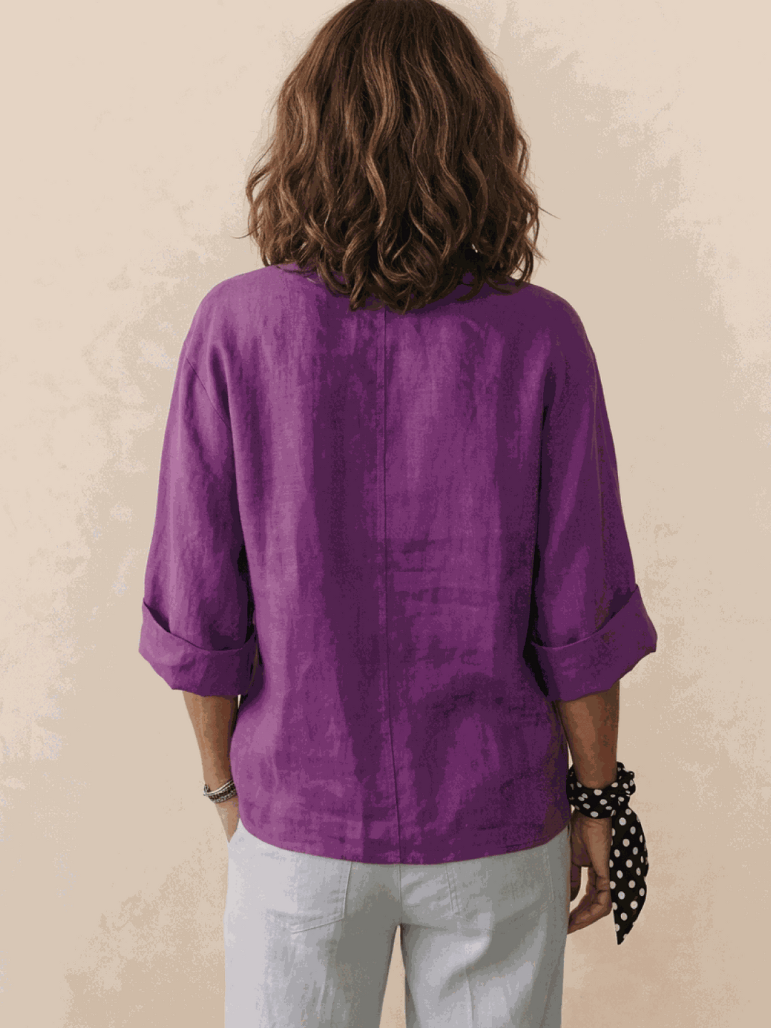 Pure Linen Age-Defying Button Detail Shirt purple image 2 