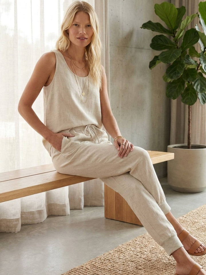 Relaxed Chic Elastic Ankles Pants beige image 2 