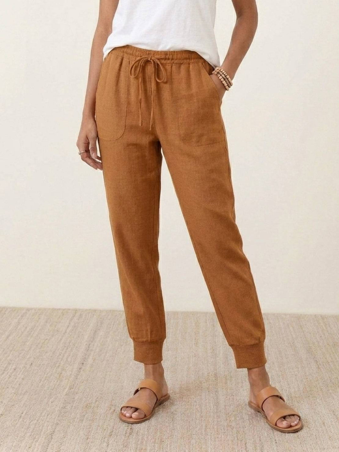 Relaxed Chic Elastic Ankles Pants rusty orange image 1 