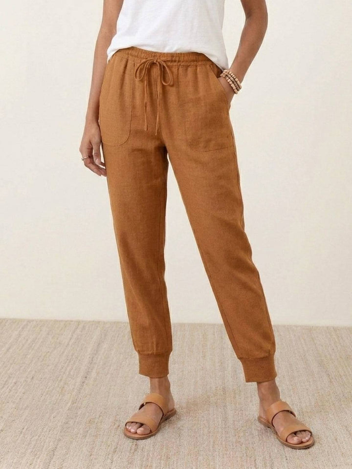 Relaxed Chic Elastic Ankles Pants rusty orange image 1 