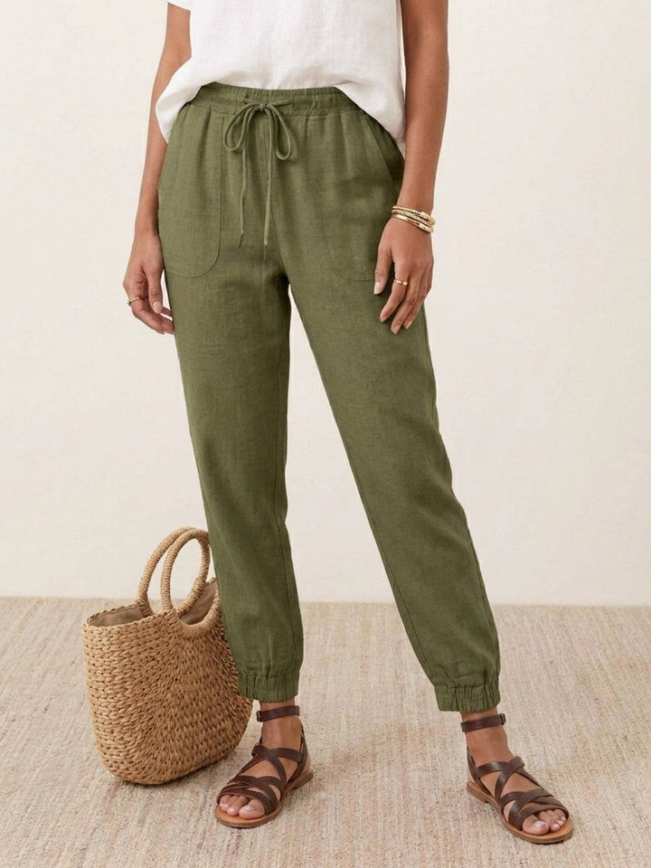 Relaxed Chic Elastic Ankles Pants army green image 1 
