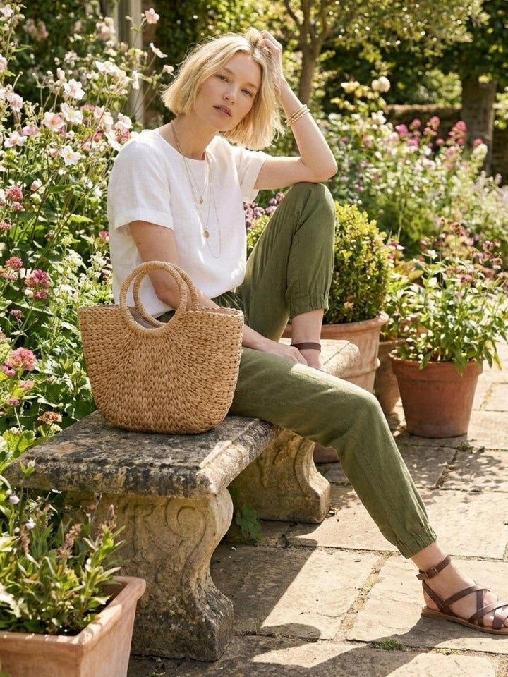 Relaxed Chic Elastic Ankles Pants army green image 2 