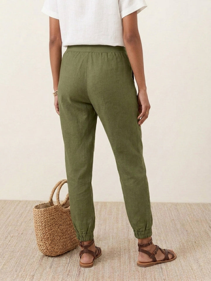 Relaxed Chic Elastic Ankles Pants army green image 3 