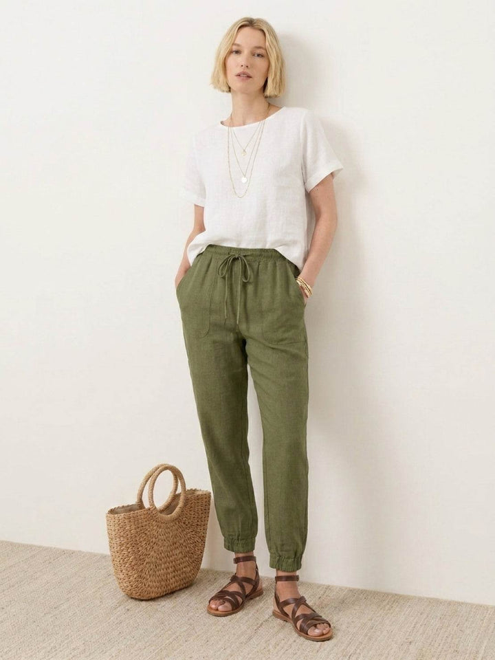 Relaxed Chic Elastic Ankles Pants army green image 5 